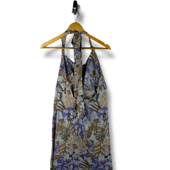 CUPSHE Print Halter Backless Mid Calf Beach Dress, Lavender Floral, Size Medium - Picture 14 of 15